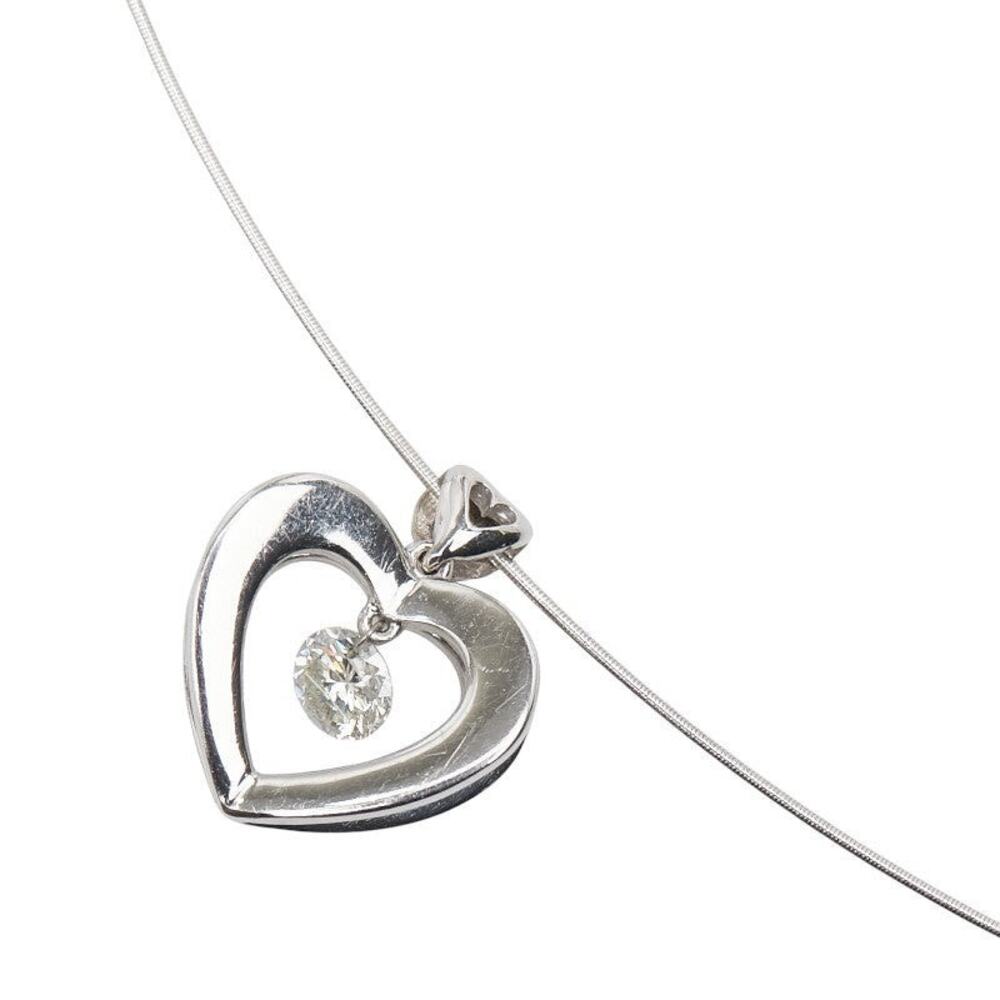 Unbranded Diamond Heart 18K White Gold Necklace Silver